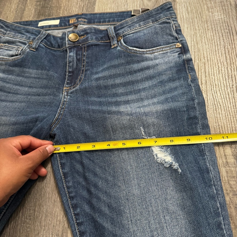 Kut From The Kloth Dark Wash Distressed  Boyfriend style Women’s Jeans 8petite - Picture 6 of 8